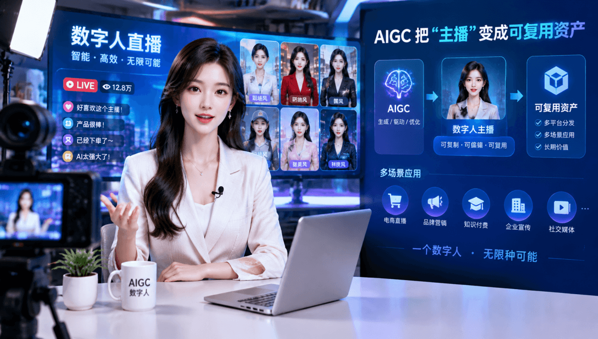 数字人直播风口：AIGC把“主播"变成可复用资产